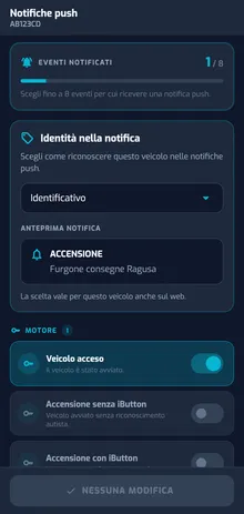 App YouControl: scelta dell’identità del mezzo nelle notifiche push e anteprima dell’avviso