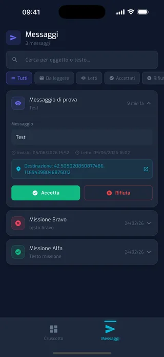 App YouControl — missioni con accettazione e destinazione